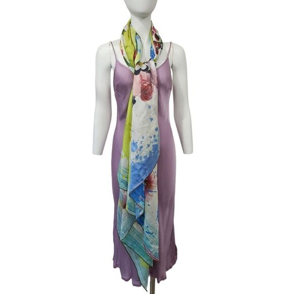 XL Exotic Floral Paint Splatter Print Scarf - Picture 7 of 10